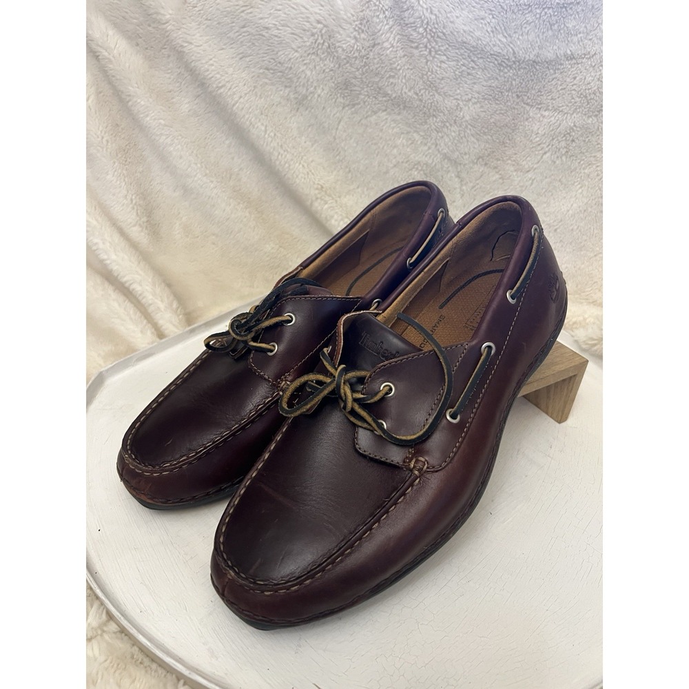 Timberland Mens Smart Comfort Boat Shoes Brown Leather Loafers 74013 Size 11.5